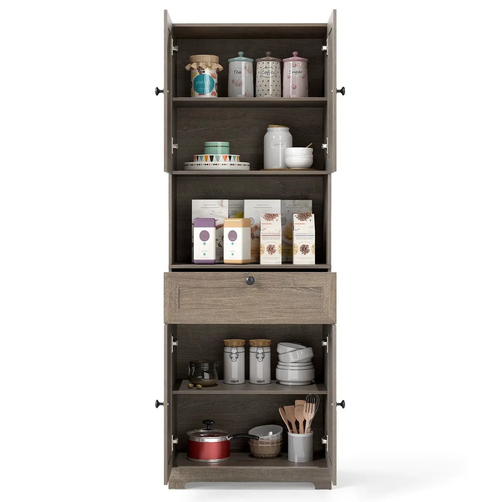 67.5 Inch Tall Modern Freestanding Floor Storage Cabinet with 4 Doors and 1 Drawer by DirectDeals