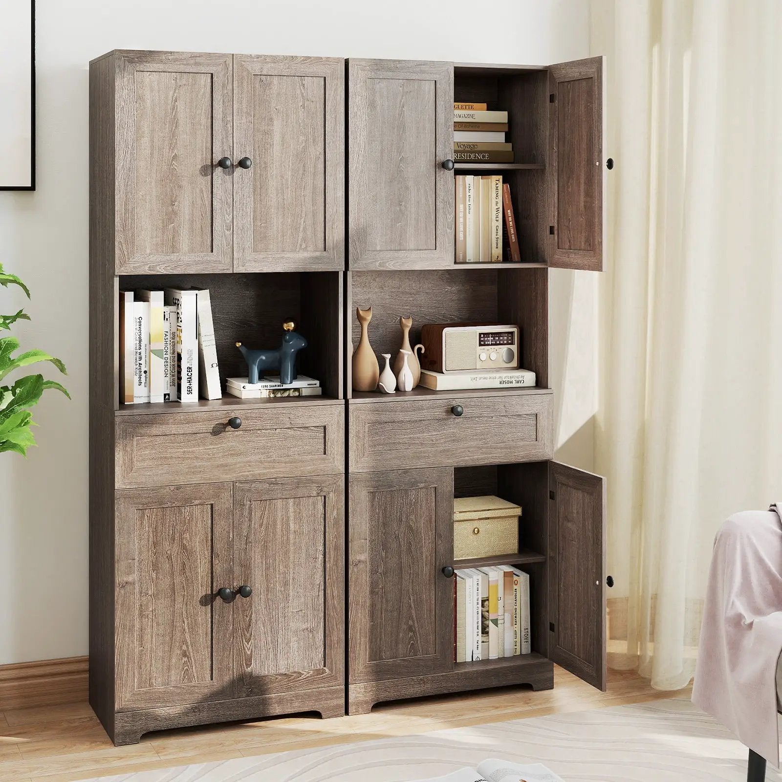 67.5 Inch Tall Modern Freestanding Floor Storage Cabinet with 4 Doors and 1 Drawer by DirectDeals