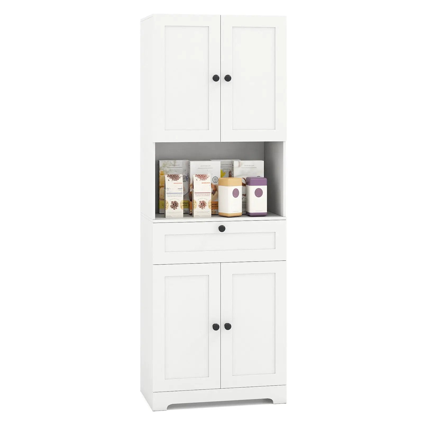 67.5 Inch Tall Modern Freestanding Floor Storage Cabinet with 4 Doors and 1 Drawer by DirectDeals