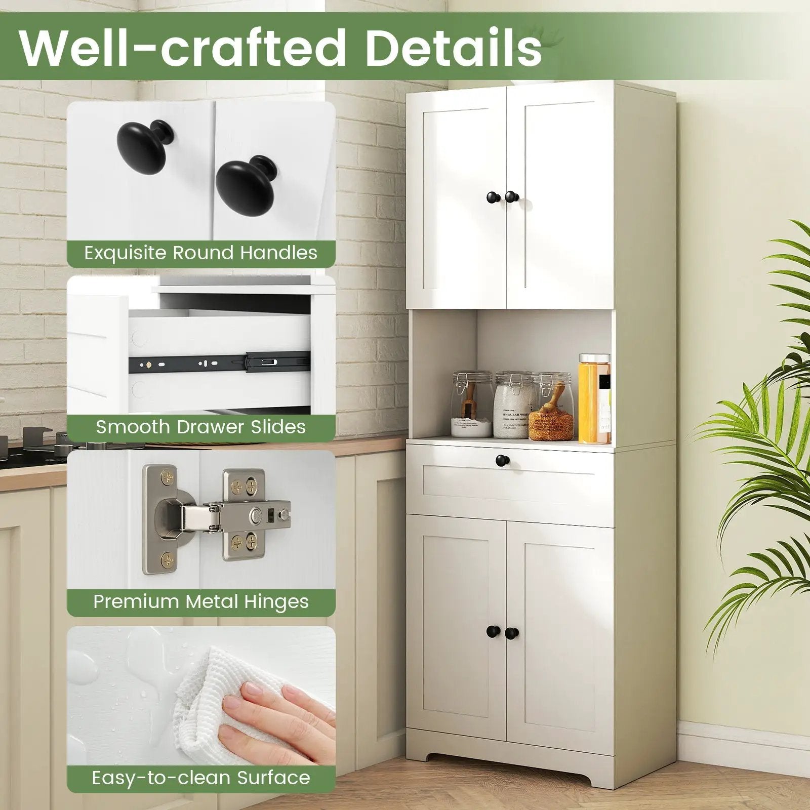 67.5 Inch Tall Modern Freestanding Floor Storage Cabinet with 4 Doors and 1 Drawer by DirectDeals