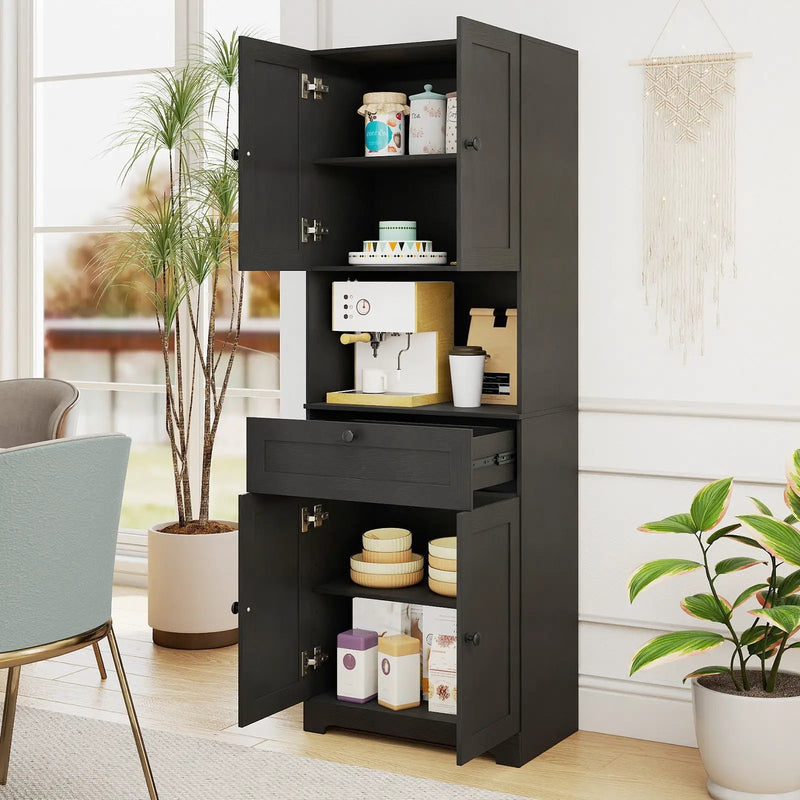 67.5 Inch Tall Modern Freestanding Floor Storage Cabinet with 4 Doors and 1 Drawer by DirectDeals