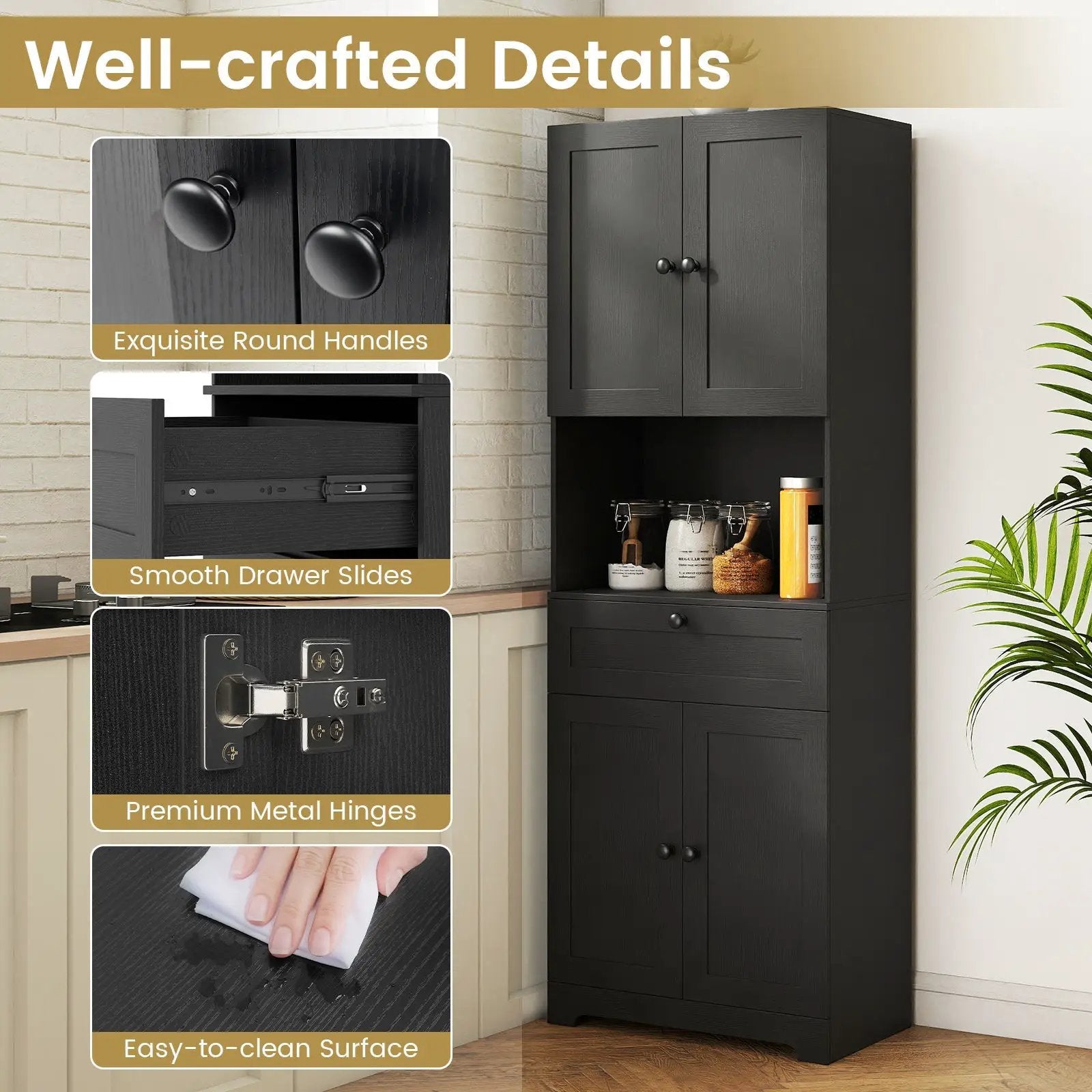 67.5 Inch Tall Modern Freestanding Floor Storage Cabinet with 4 Doors and 1 Drawer by DirectDeals