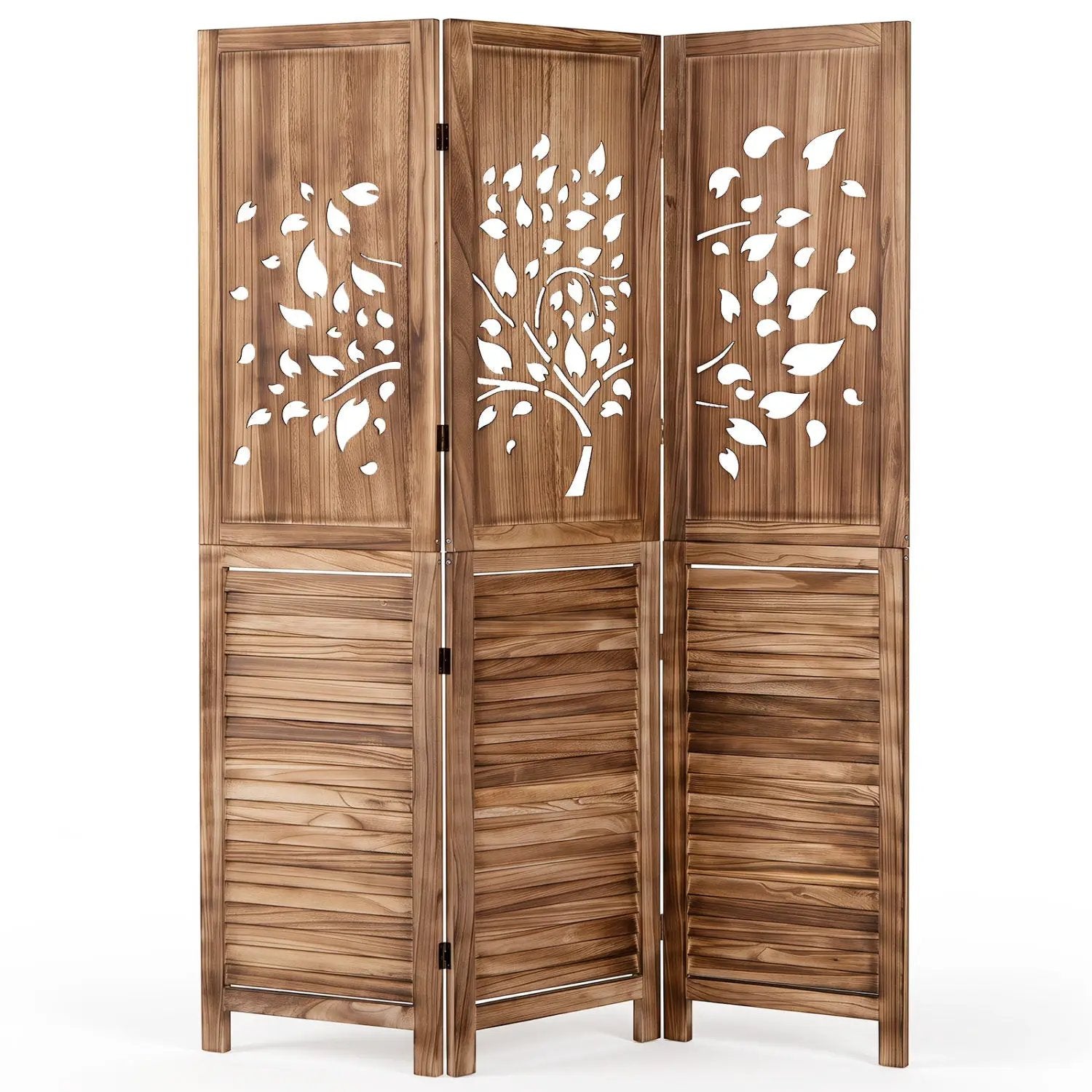 3-Panel Folding Room Divider 67" with Tree Cutout Design by DirectDeals