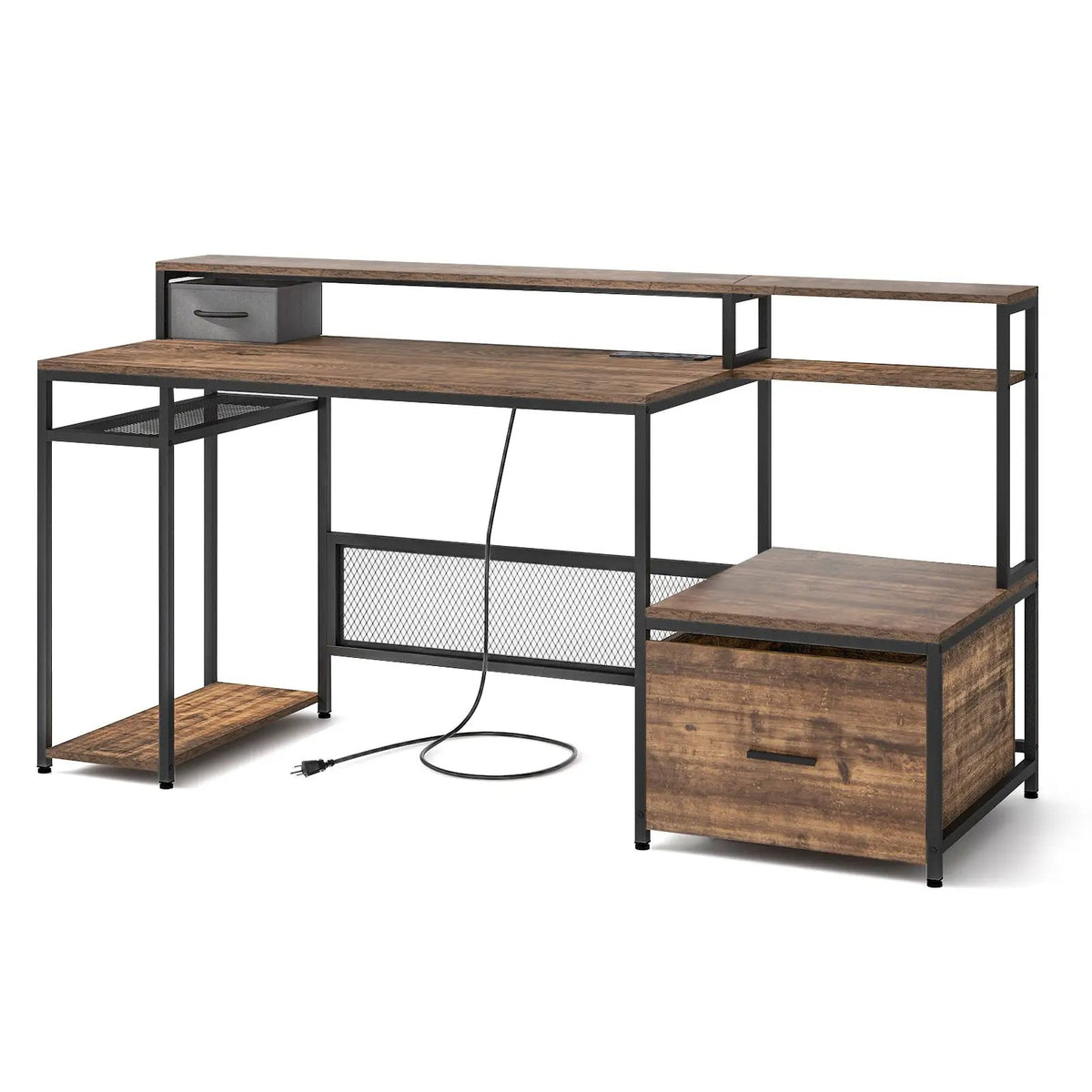 67 Inch Computer Desk with Monitor Stand & File Drawer, photo 9 of 9