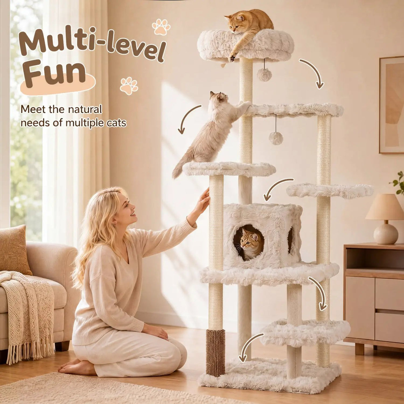 Multi-Level Cat Tree 67 Inch with Condo and Perch by DirectDeals