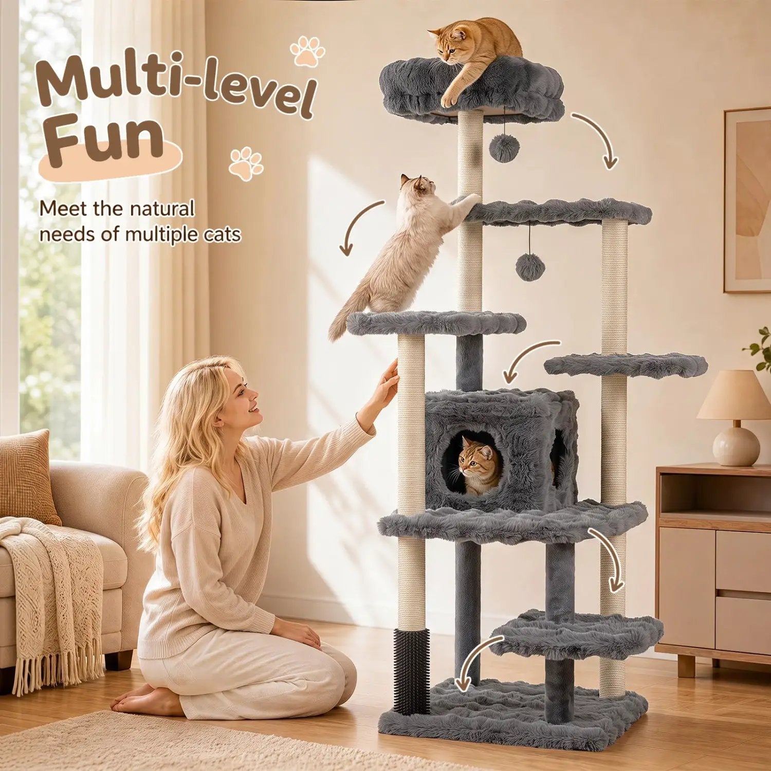 Multi-Level Cat Tree 67 Inch with Condo and Perch by DirectDeals