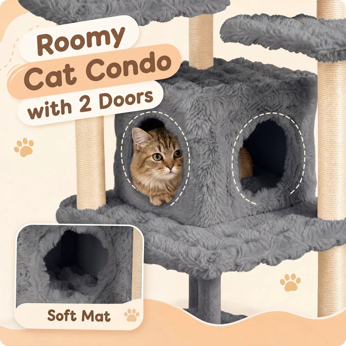 Multi-Level Cat Tree 67 Inch with Condo and Perch by DirectDeals