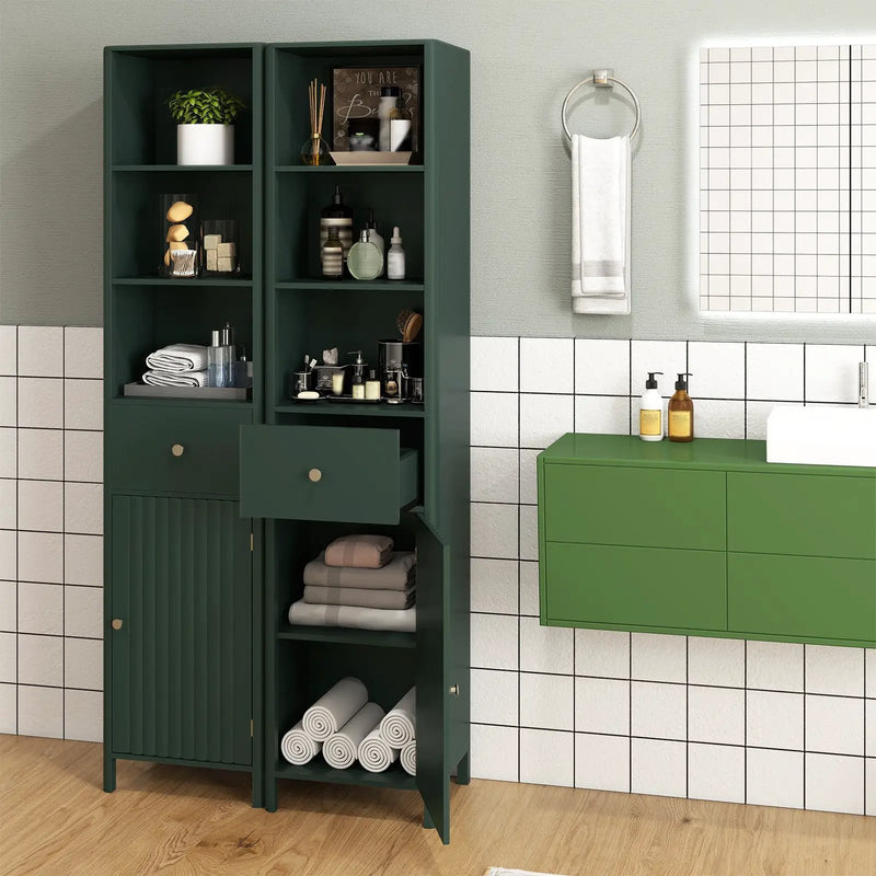 67 Inch Tall Bathroom Cabinet Narrow Floor Cabinet with Fluted Door by DirectDeals