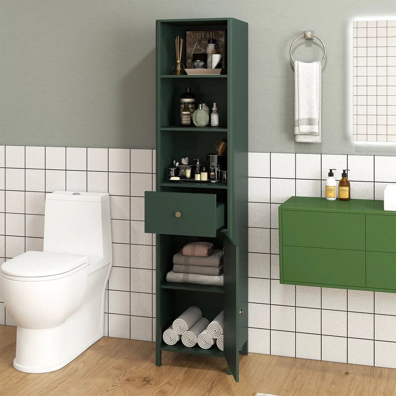 67 Inch Tall Bathroom Cabinet Narrow Floor Cabinet with Fluted Door by DirectDeals