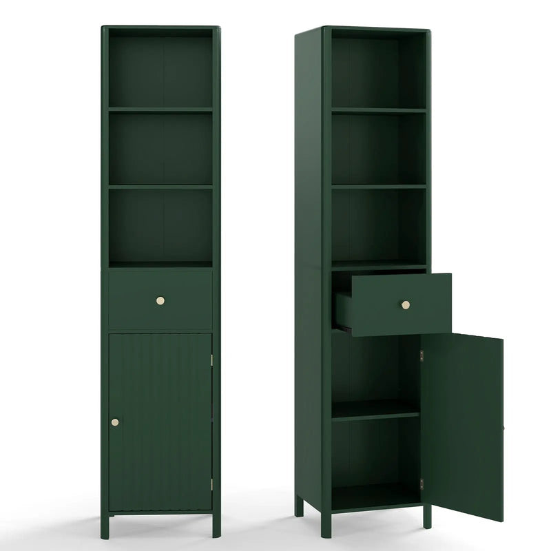 67 Inch Tall Bathroom Cabinet Narrow Floor Cabinet with Fluted Door by DirectDeals