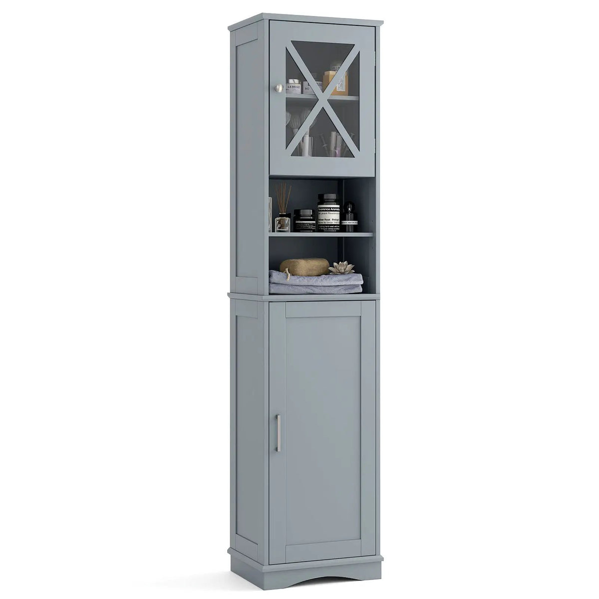 67 Inch Tall Bathroom Cabinet Freestanding Storage Cabinet with 5 Adjustable Shelves by DirectDeals