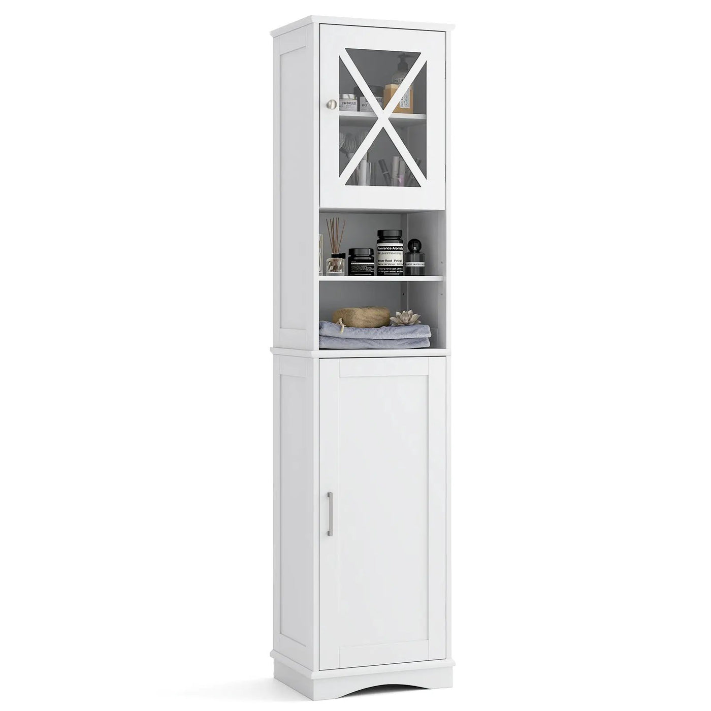 67 Inch Tall Bathroom Cabinet Freestanding Storage Cabinet with 5 Adjustable Shelves by DirectDeals