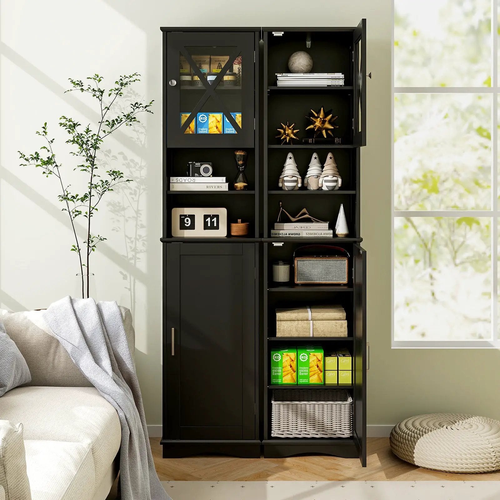 67 Inch Tall Bathroom Cabinet Freestanding Storage Cabinet with 5 Adjustable Shelves by DirectDeals