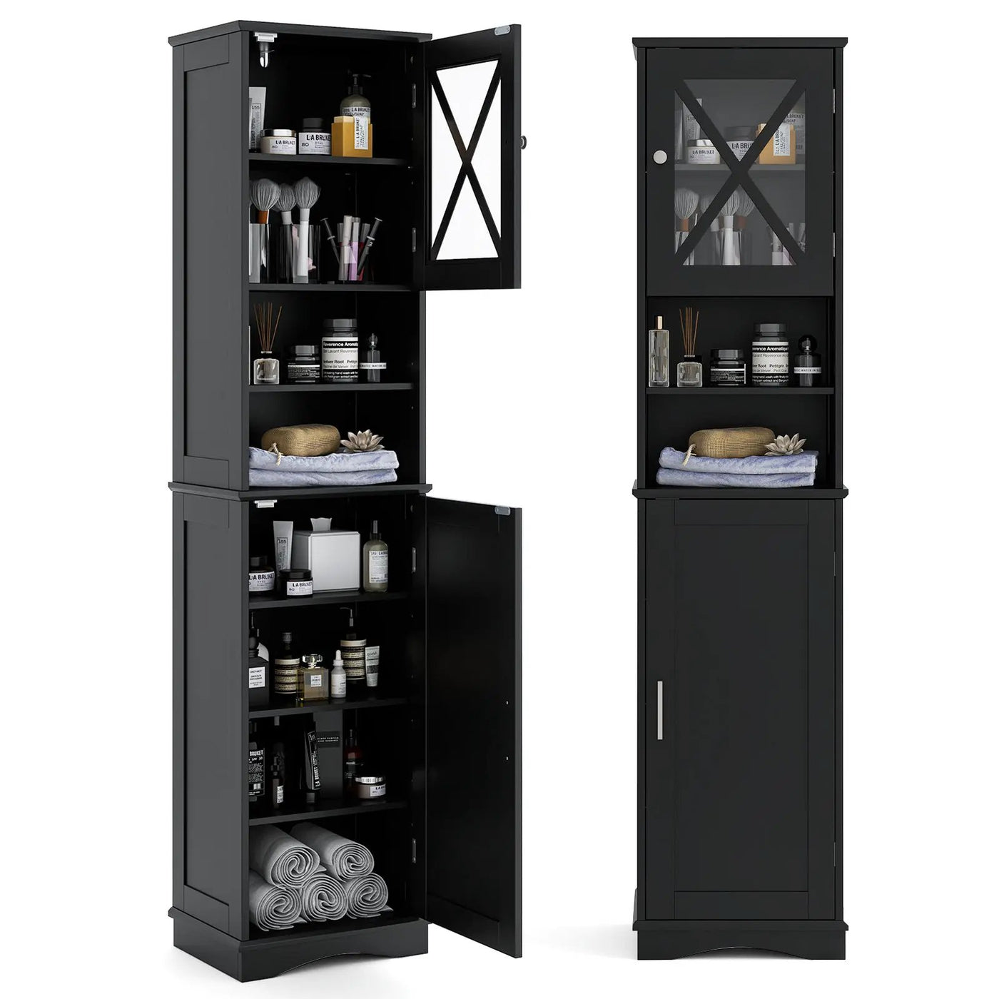 67 Inch Tall Bathroom Cabinet Freestanding Storage Cabinet with 5 Adjustable Shelves by DirectDeals