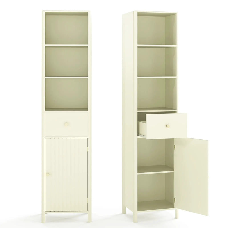 67 Inch Tall Bathroom Cabinet Narrow Floor Cabinet with Fluted Door by DirectDeals