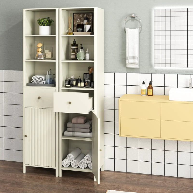 67 Inch Tall Bathroom Cabinet Narrow Floor Cabinet with Fluted Door by DirectDeals