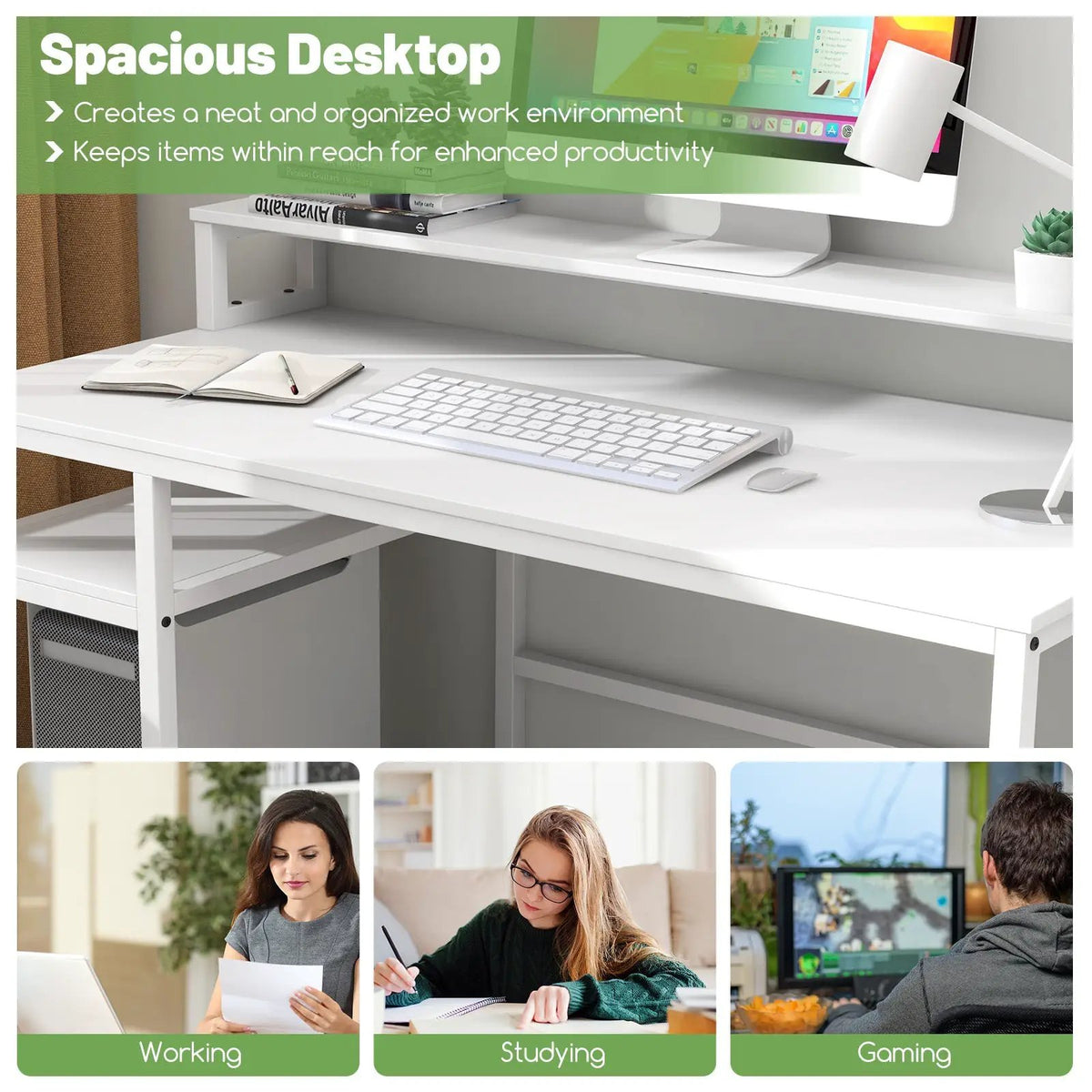 67 Inch Computer Desk with Monitor Stand & File Drawer, photo 8 of 9
