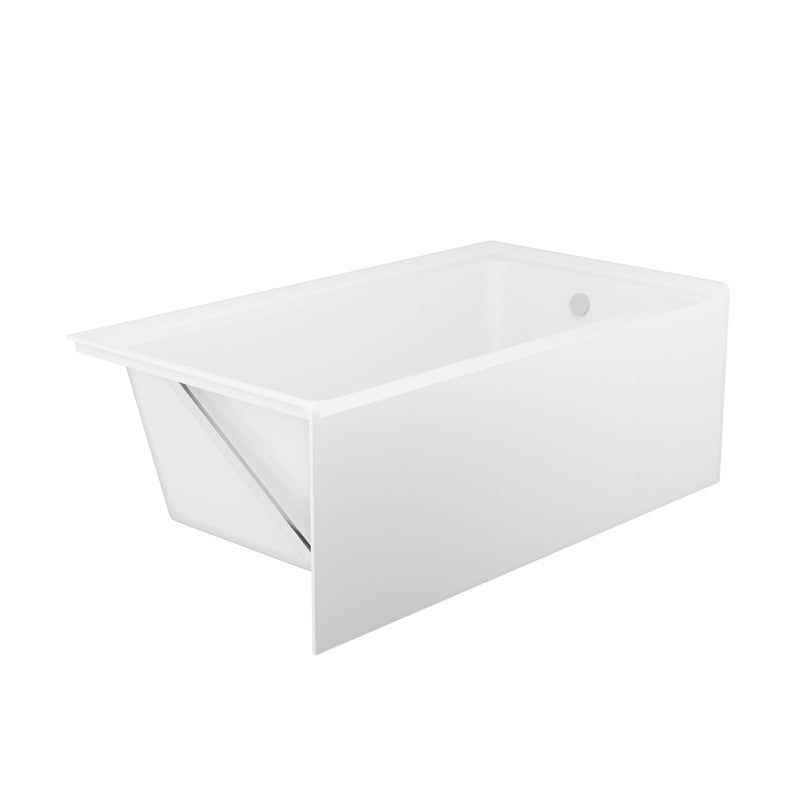 Alcove Soaking Bathtub With Skirt - Back - To - Wall Design - Glossy White by HouseOfZazla