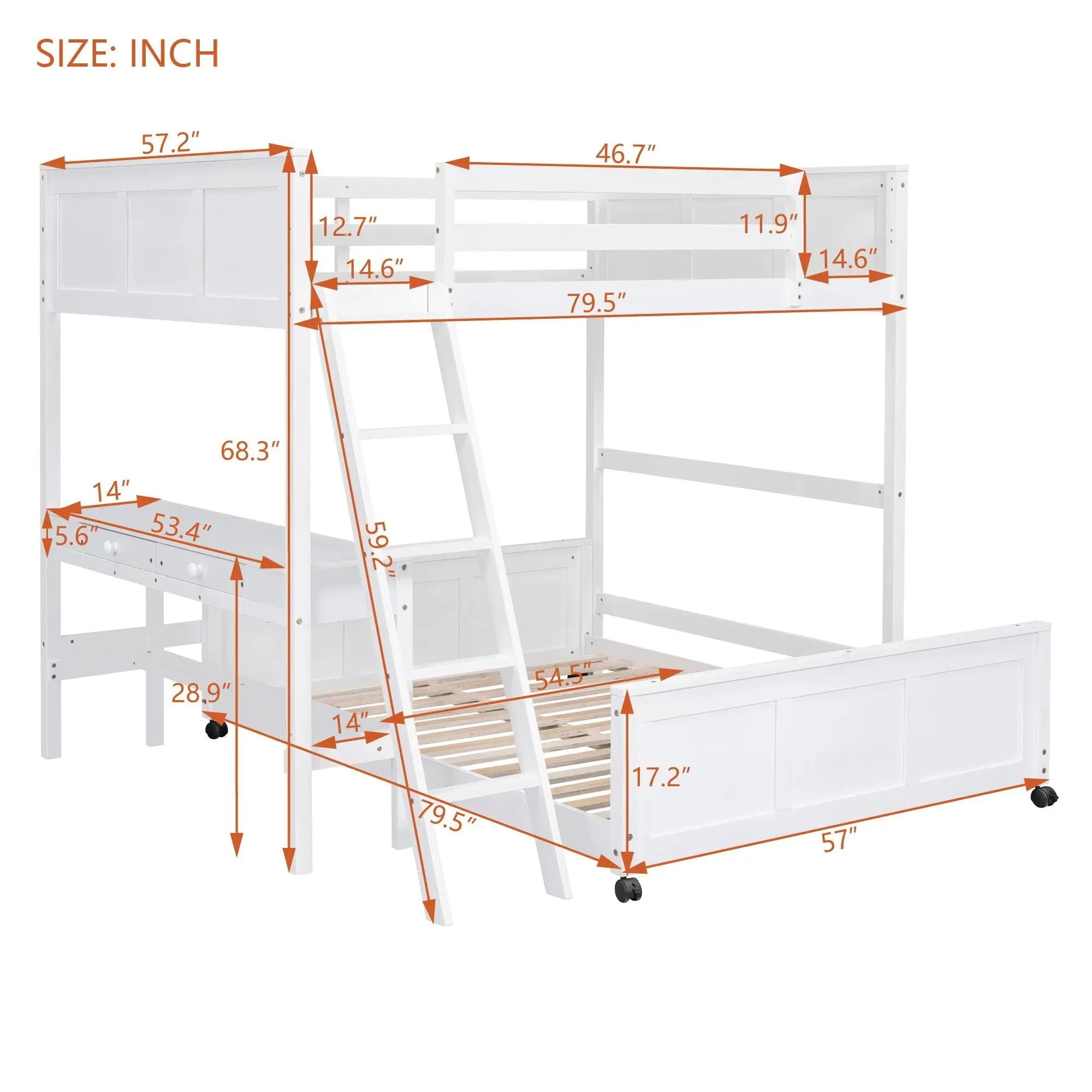 Full Over Full Bunk Bed With Desk by Unique Piece Furniture