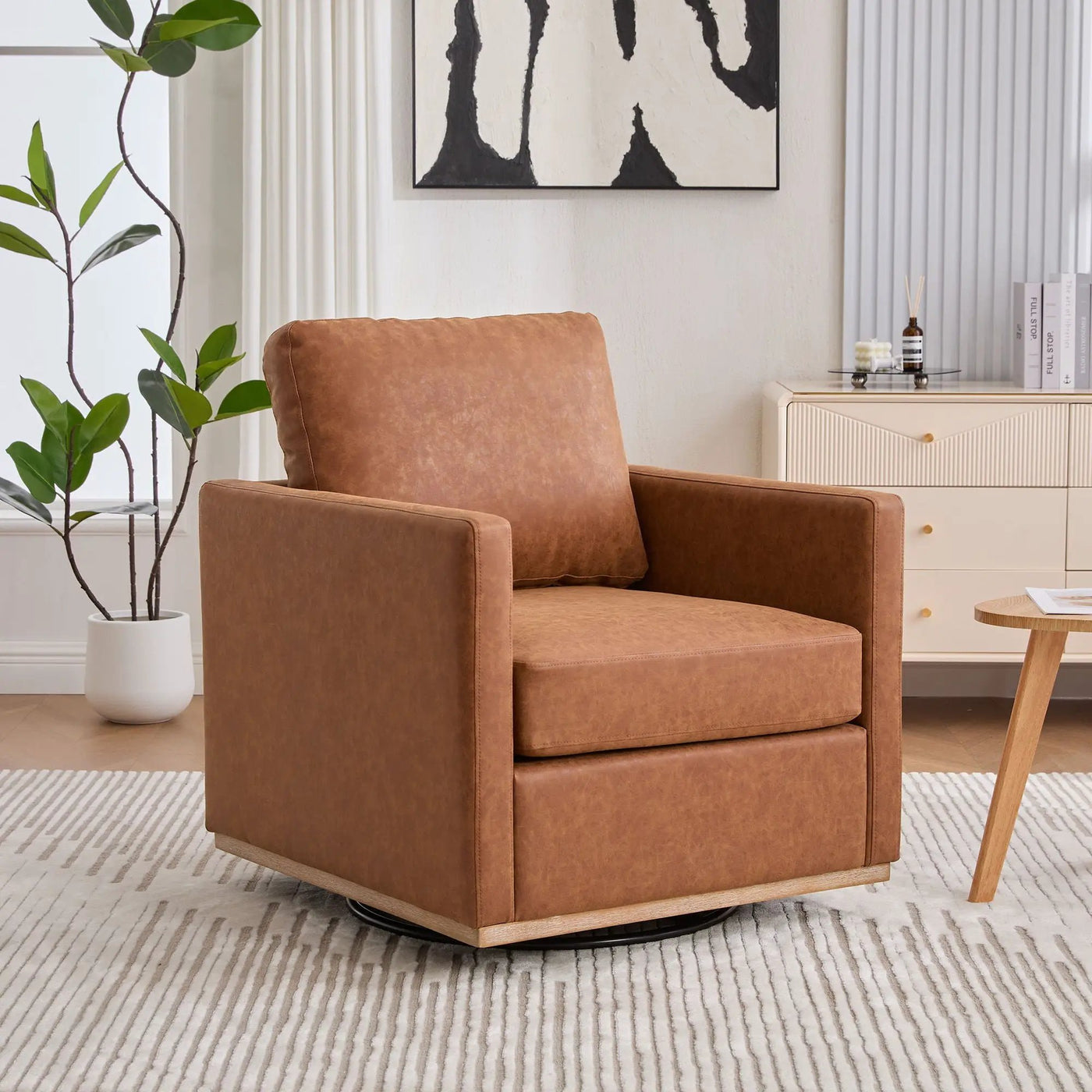 Modern Upholstered Square Swivel Accent Chair With 360 Degree Rotation by HouseOfZazla