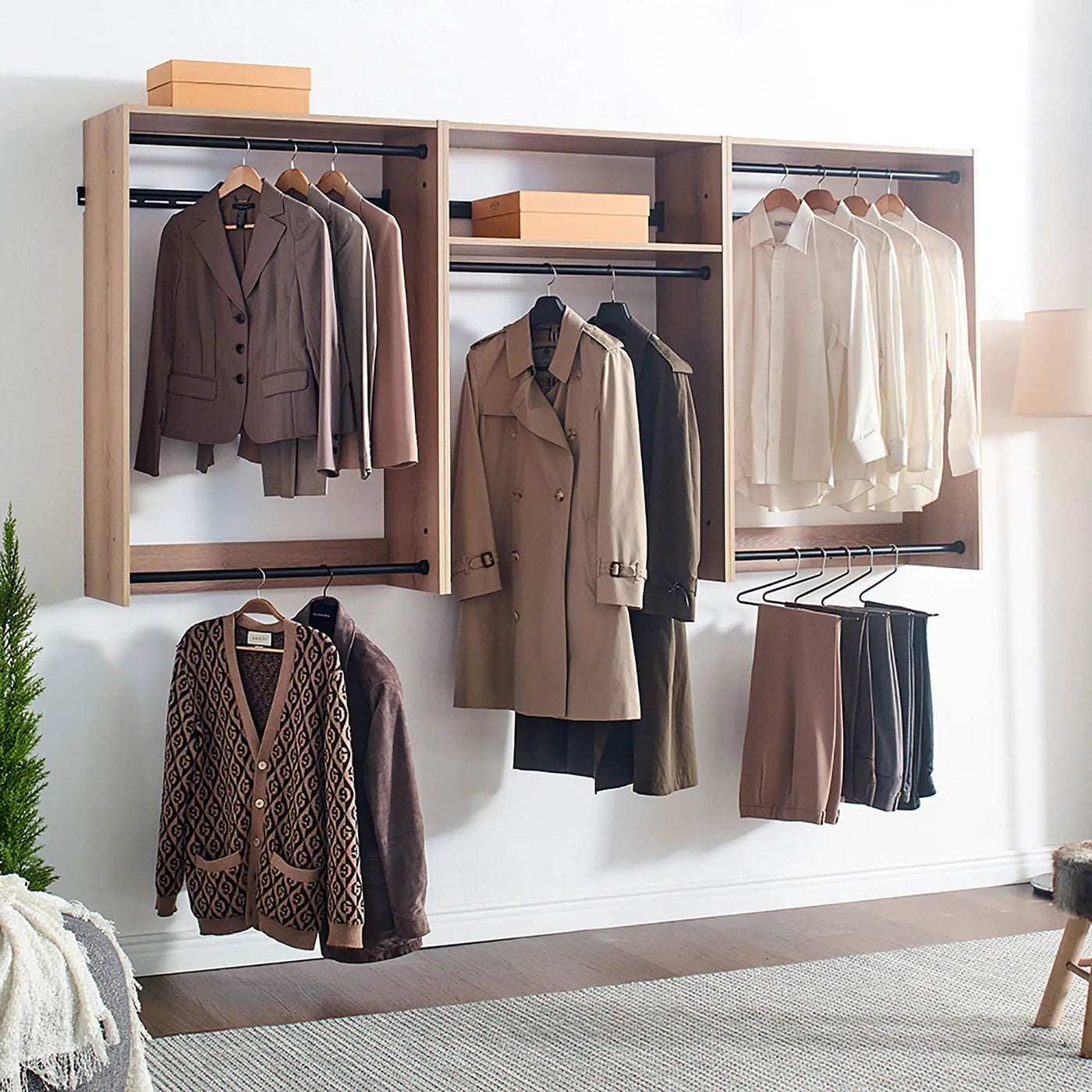 Devi - Wall Mounted Wood Closet System by HouseOfZazla