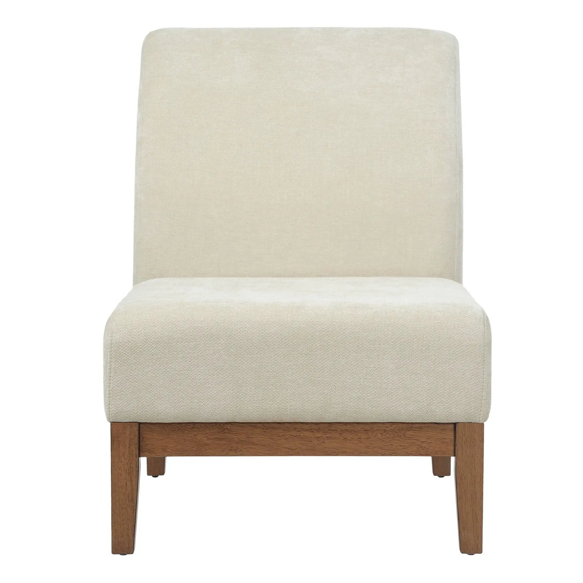Upholstered Accent Chair - Beige / Walnut by HouseOfZazla