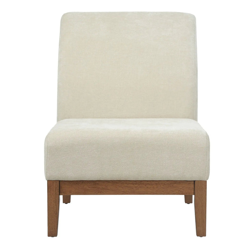 Upholstered Accent Chair - Beige / Walnut by HouseOfZazla
