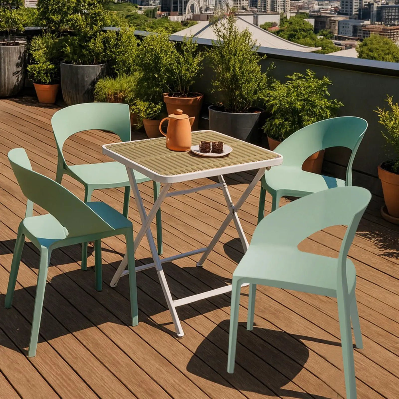 4 Piece Set Of Modern Designed Single Chairs With Folding Square Table by Unique Piece Furniture