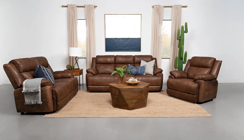 Ellington 3-piece Upholstered Padded Arm Sofa Set Dark Brown by Unique Piece Furniture