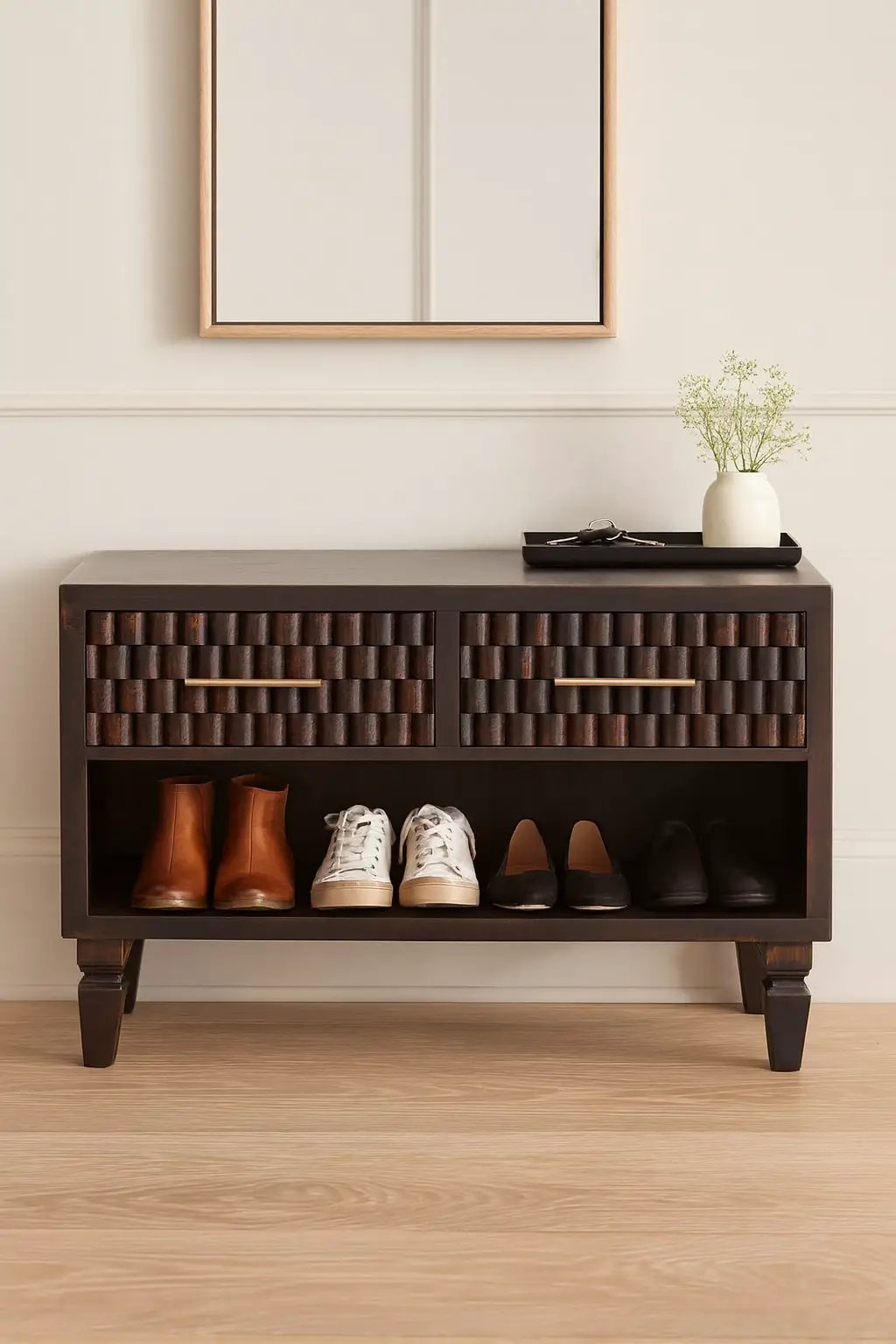Solid Wood Arno Shoe Storage Unit by HouseOfZazla