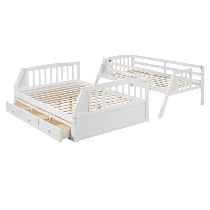 Bunk Bed With Drawers, Ladder And Storage Staircase by HouseOfZazla