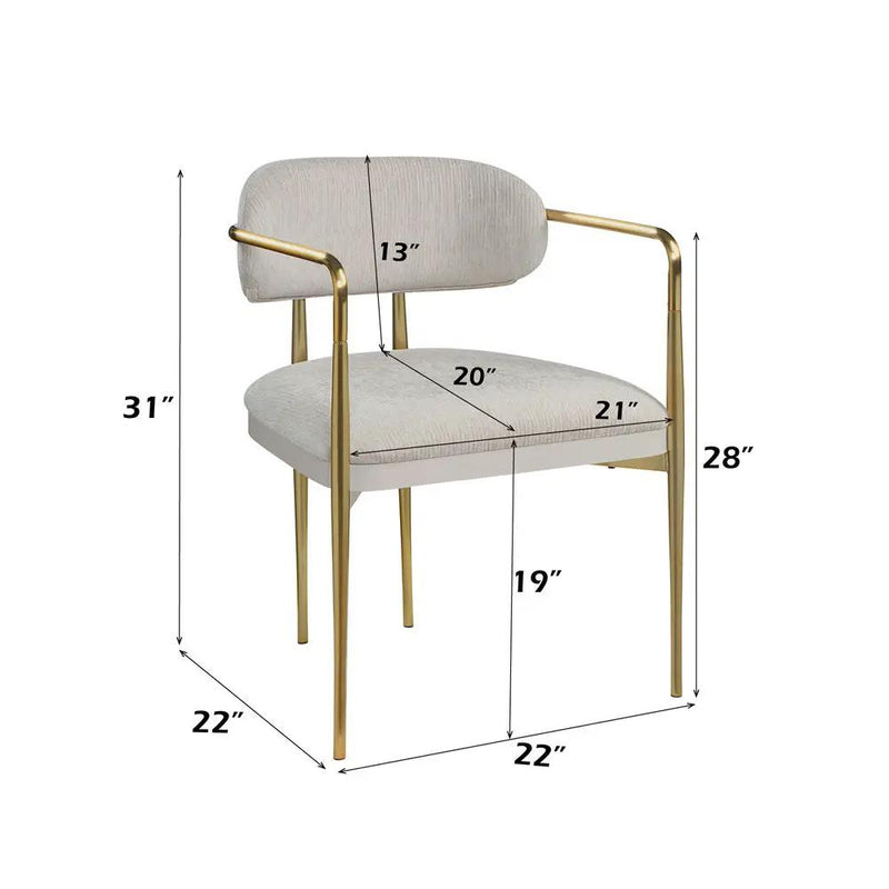 Zayn - Arm Chair (Set of 2) - Beige Chenille & Gold by Unique Piece Furniture