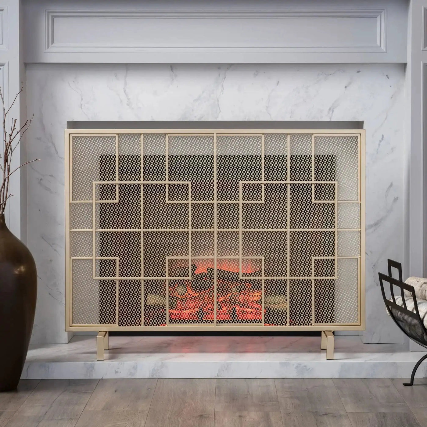 Dorothy Modern Single Panel Iron Fire Screen by HouseOfZazla