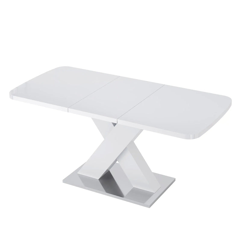 Rectangle Dining Table, Stretchable, X Shape Legs - White by Unique Piece Furniture