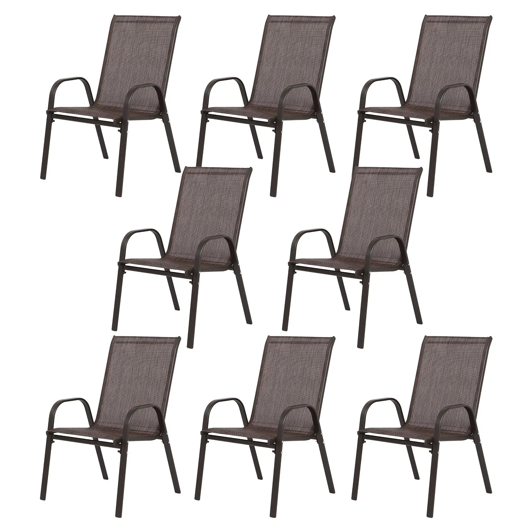 8 Piece Patio Chairs with Breathable Textilene Fabric - Brown by HouseOfZazla