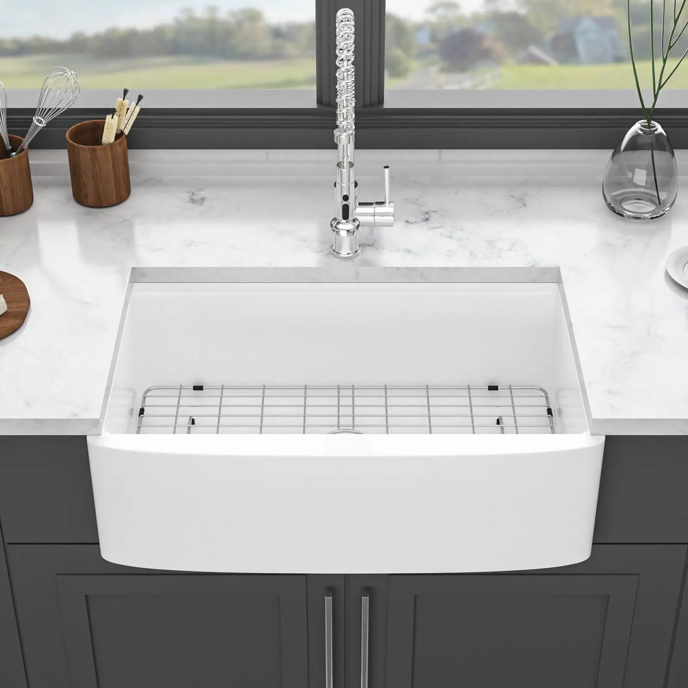 Classic Ceramic Farmhouse Sink Workstation Single Bowl With Durable Finish by HouseOfZazla