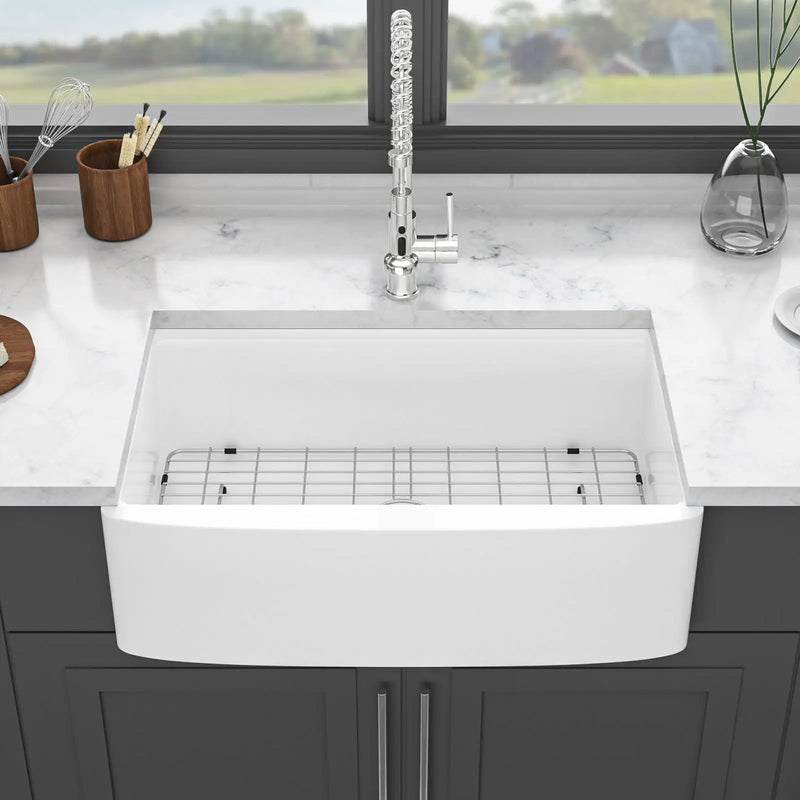 Classic Ceramic Farmhouse Sink Workstation Single Bowl With Durable Finish by HouseOfZazla