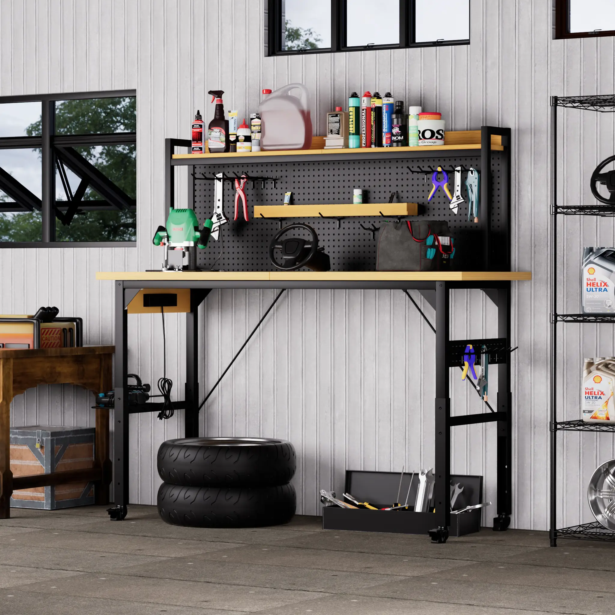 71" Adjustable Workbench with Pegboard by HouseOfZazla