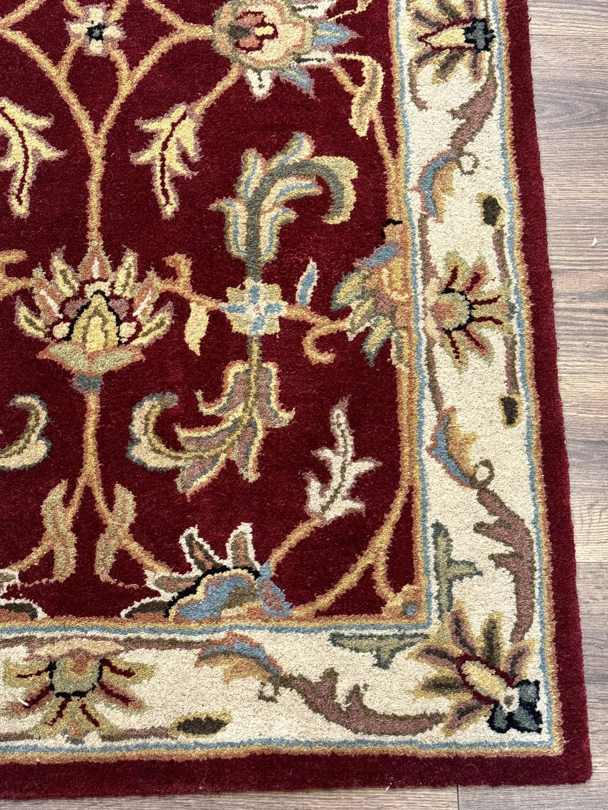 Small Floral Wool Rug 3x5, Safavieh Heritage Collection, Dark Red, Pair B by Jewel Rugs