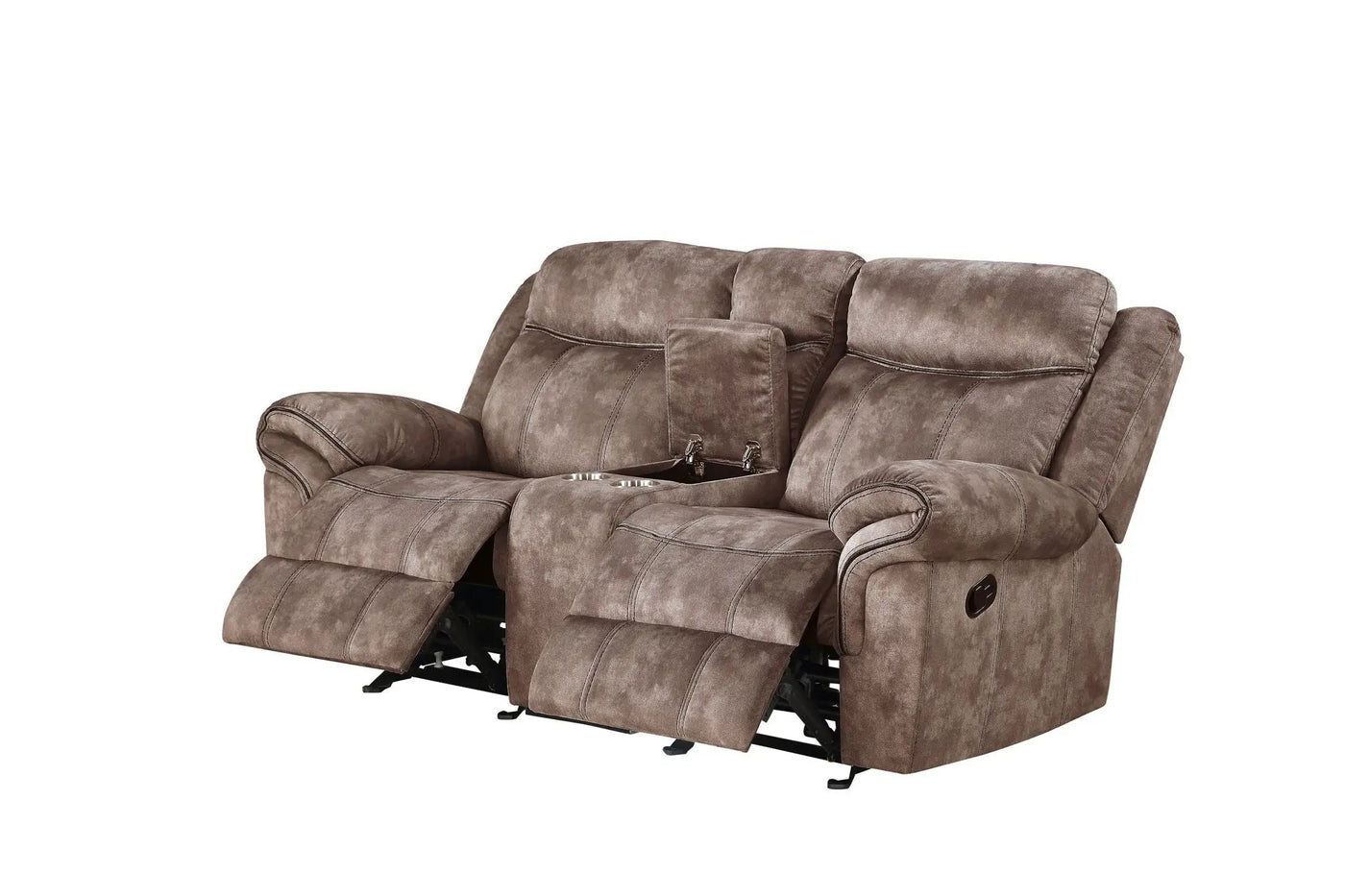 Zubaida - Two Tone Recliner Loveseat With USB Port Console by Unique Piece Furniture