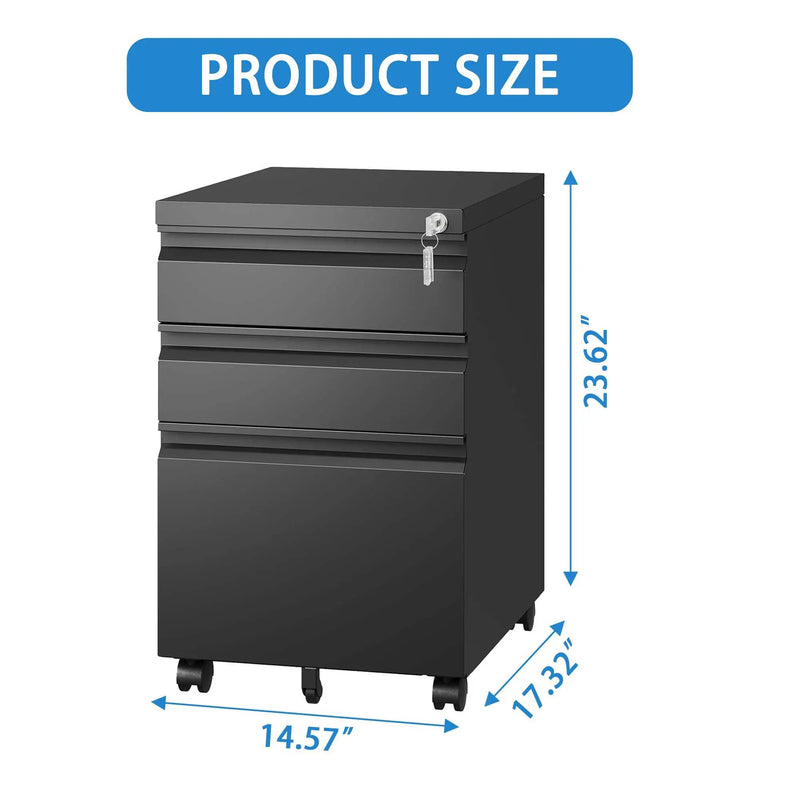 Metal Drawer Mobile File Cabinet With Lock For Home Office Organizer by Unique Piece Furniture