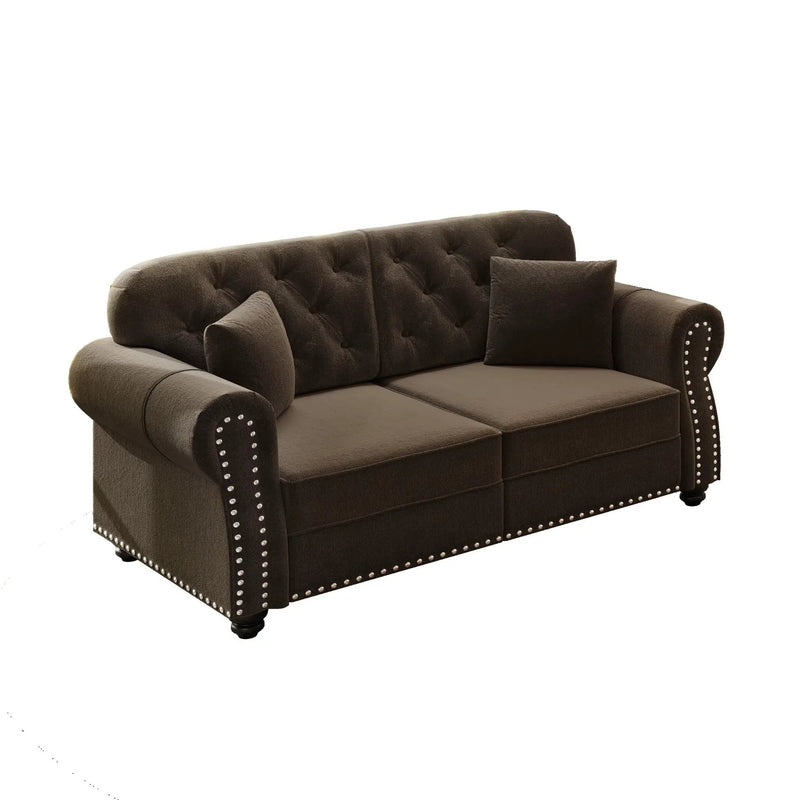 Upholstered Chesterfield Sofa With Nailhead Trim And Rolled Armrests by HouseOfZazla