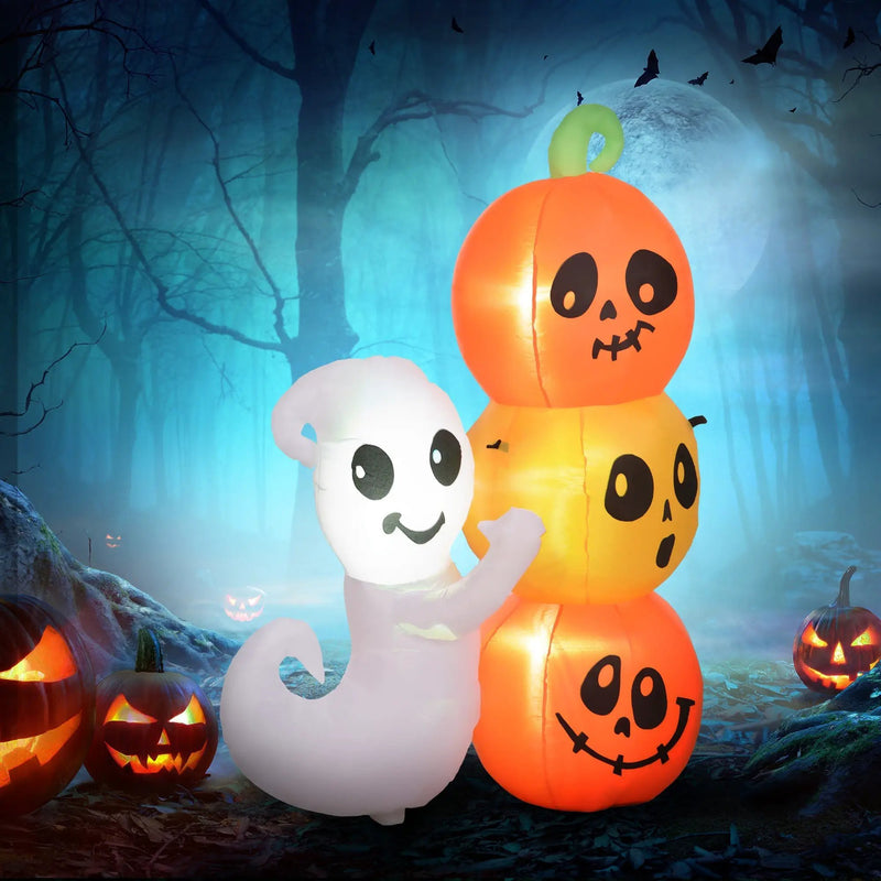 5-Foot Illuminated Halloween Ghost and Pumpkin Inflatable by HouseOfZazla