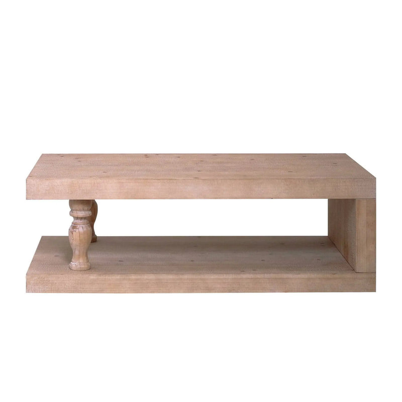 Rustic Solid Wood Coffee Table With Open Shelf, Modern Farmhouse Design - Light Natural / Natural by Unique Piece Furniture
