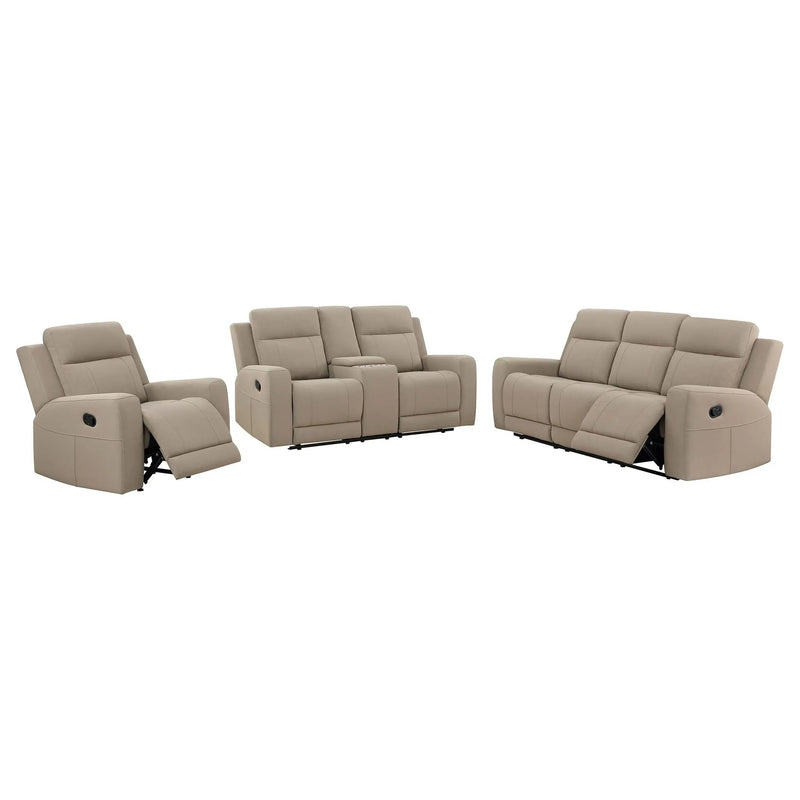 Brentwood 3-piece Upholstered Reclining Sofa Set Taupe by Unique Piece Furniture