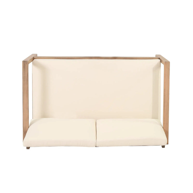 Outdoor Acacia Wood Loveseat and Coffee Table Set with Cushions by HouseOfZazla
