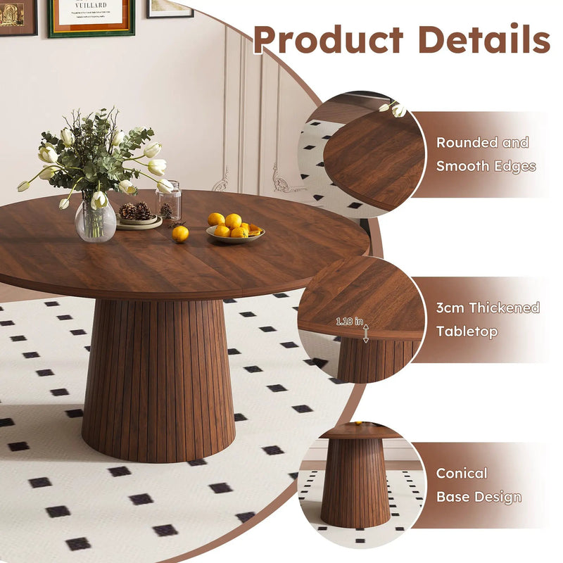 47 Inch Round MDF Dining Table for 4, Modern Farmhouse Style by HouseOfZazla
