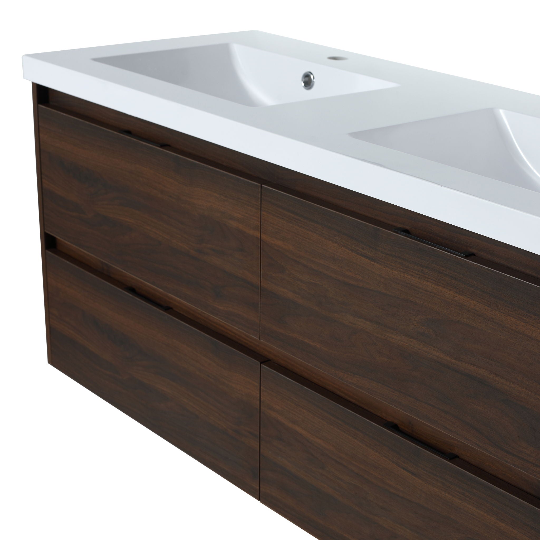 Modern Floating Bathroom Vanity With Dual Resin Sink, Soft Close Drawers by HouseOfZazla