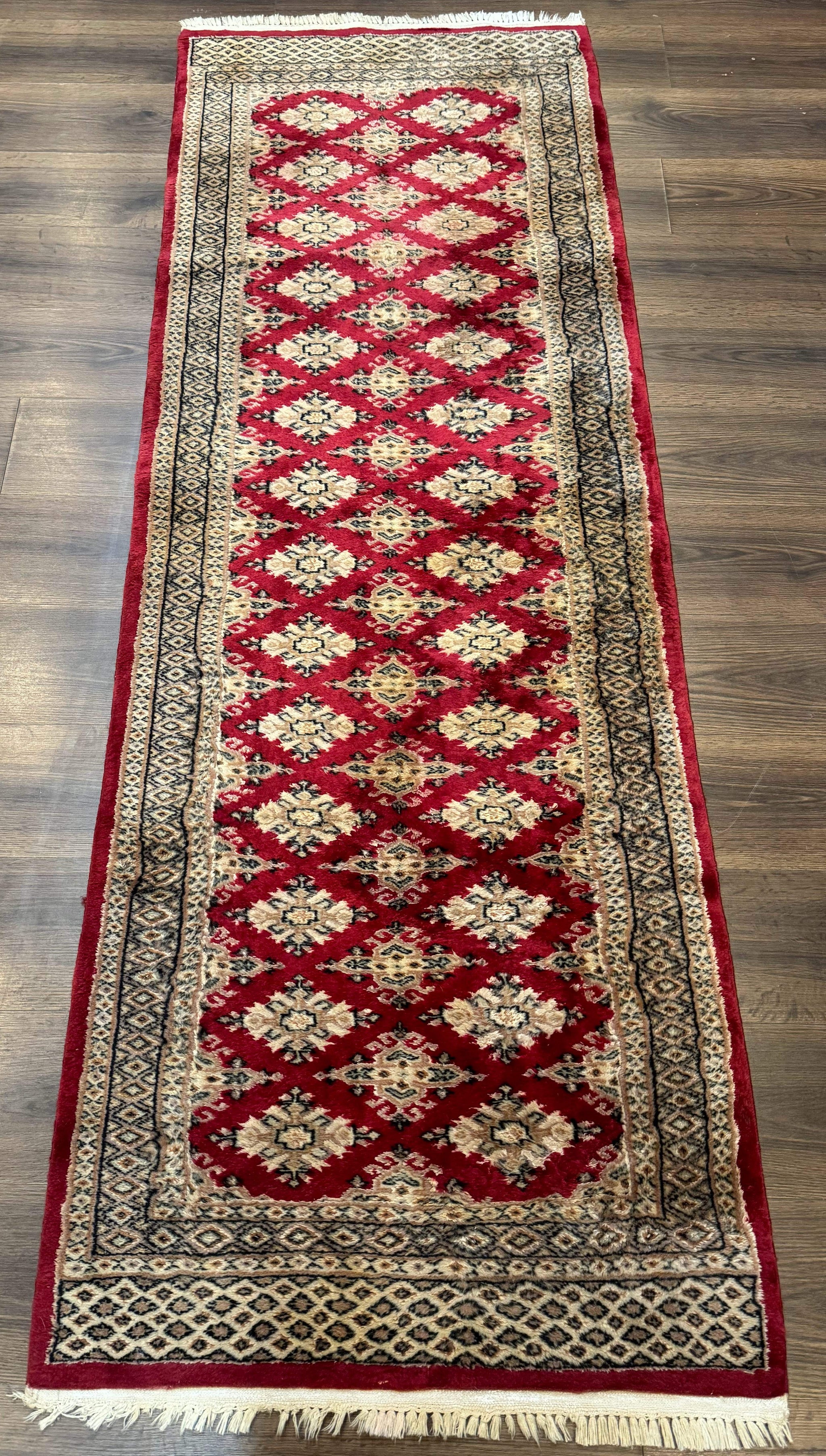 Pakistani Runner Rug 2.8 x 7.6, Red Turkoman Bokhara Runner by Jewel Rugs