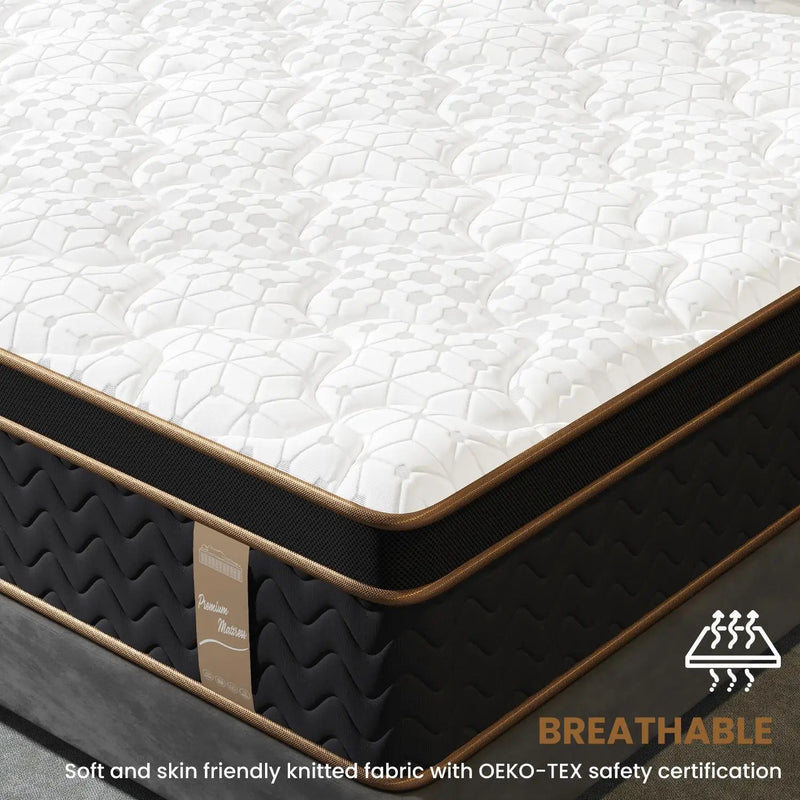 Plush Hybrid Mattresses With Gel Memory Foam, Individual Pocket Spring Motion Isolation Edge Support by Unique Piece Furniture
